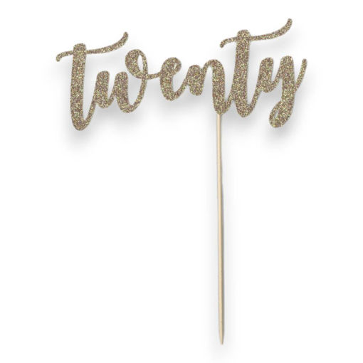 Picture of TWENTY CAKE TOPPER ROSE GOLD GLITTER